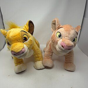 The Disney Store set of 2 stuffed animals young Nala Simba Lion King plush